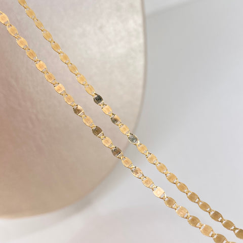 Cadena ● Escalera Plana Oro amarillo 18k +1 / 2,25 Gr / 2,3 mm / 50 Cm *
