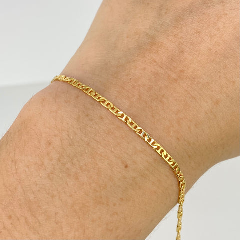 Pulso ● Escalera Plana  Oro amarillo 18k +1 / 2,95 Gr / 2 mm / 19,5 Cm †