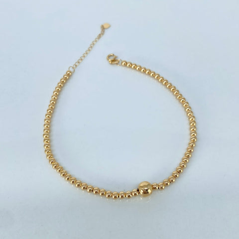 Pulso ● Bolas Lisas ESP 5/2.5mm Oro amarillo 18k +3 / 1,45 Gr / 17 Cm