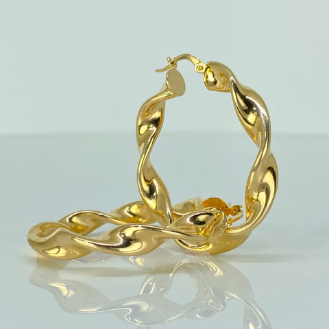 Candongas Melcochas Oro amarillo 18k 6,7 Gr / 4,3 Cm