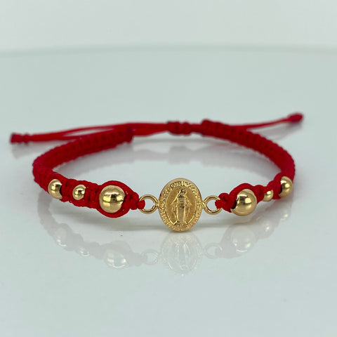 Herraje Herraje Virgen Milagrosa / BL 6uni 5/4/3mm / Hilo Rojo Oro amarillo 18k 0,91 Gr †