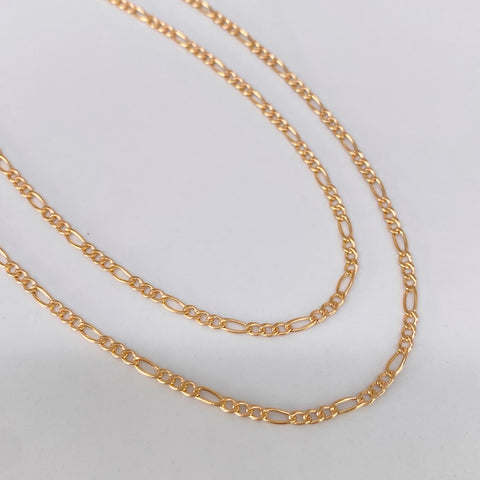 Cadena ● Tres Por Uno 3x1 Oro amarillo 18k +1 / 1,6 Gr / 2 mm / 50 Cm *