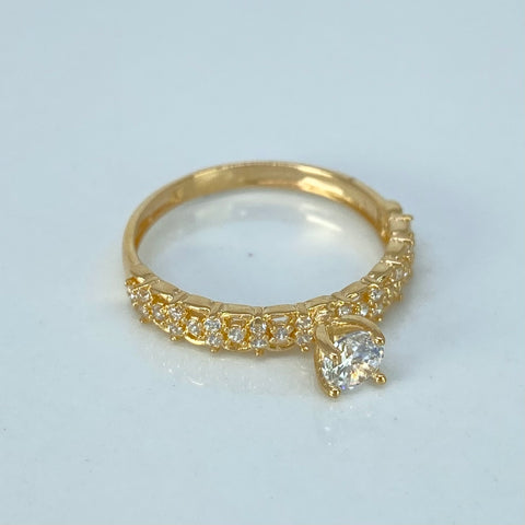 Anillo Solitario Circones Blancos Oro amarillo / Talla 6 1/4 / 1,9 Gr