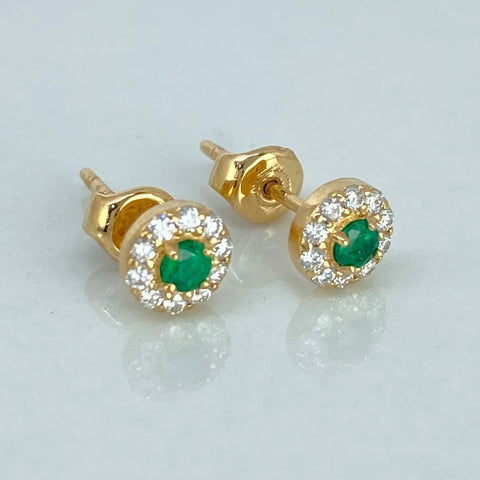 Topos Esmeraldas 15PTS / Diamantes 17PTS Oro amarillo 1,25 Gr / 5,5 mm *