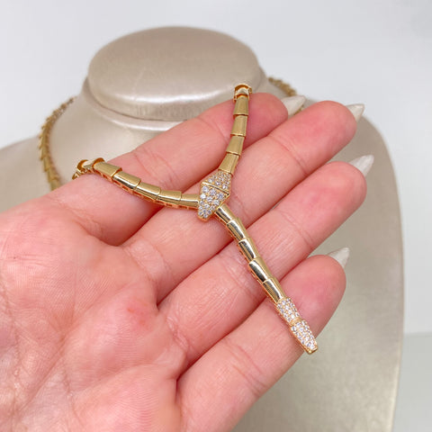 Cadena ● Serpiente BV Circones Blancos Oro amarillo 18k +3 / 16,3 Gr / 4,2 mm / 40 Cm *