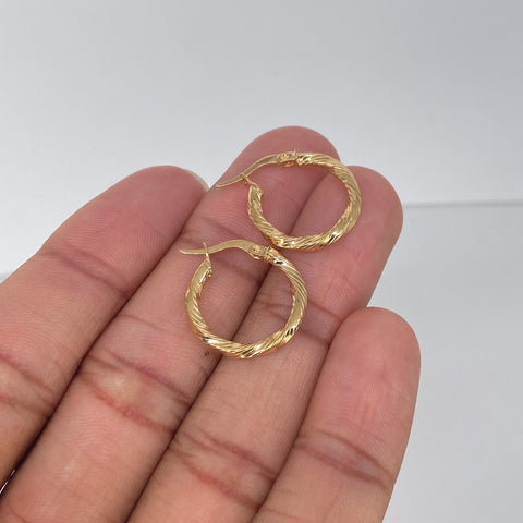 Candongas Entorchadas Lineas Oro amarillo 1,5 Gr / 2 Cm †