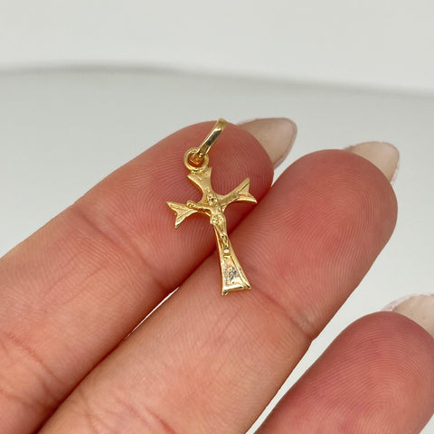 Dije Cruz Cristo Oro amarillo 18k 0,76 Gr / 2,4 Cm  *