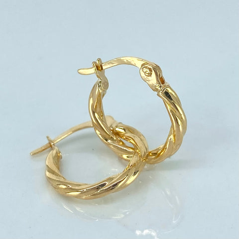 Candongas Entorchadas Oro amarillo 18k 1,22 Gr / 1,5 Cm *