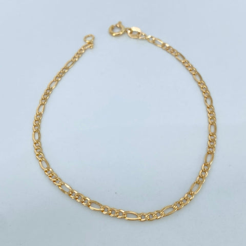 Pulso ● Tres Por Uno 3x1 Oro amarillo 18k +1 / 1,5 Gr / 2,5 mm / 19,5 Cm *