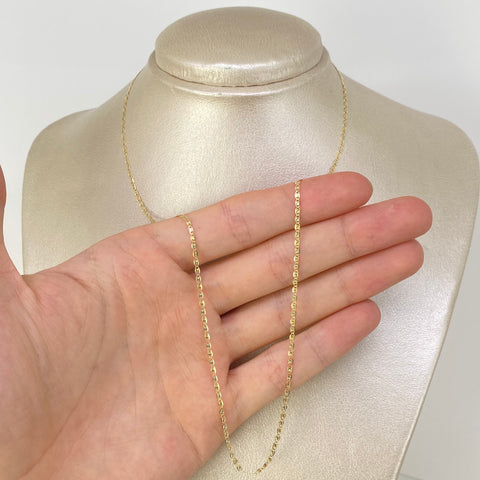 Cadena ● Escalera Plana Diamantada Tres oros 18k +1 / 1,7 Gr / 1,6 mm / 50 Cm *