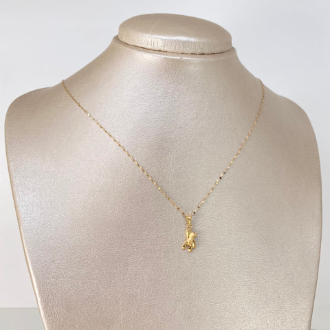 Set Cadena ● Crispeta + Dije Oso Mano Alzada Oro amarillo 18k 0,7 Gr / 1 mm / 50 Cm †