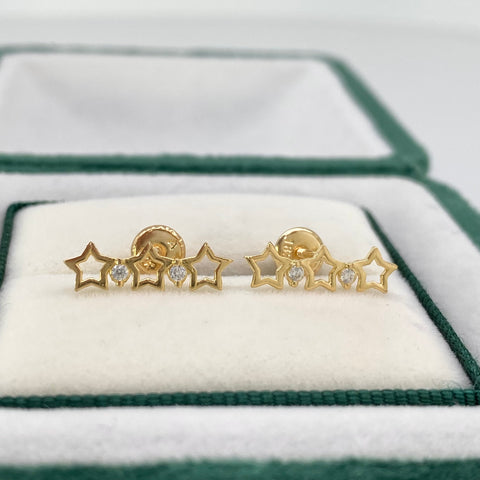 Topos Linea Silueta Estrella Circones Blancos Oro amarillo 18k 1,05 Gr / 15,1 mm