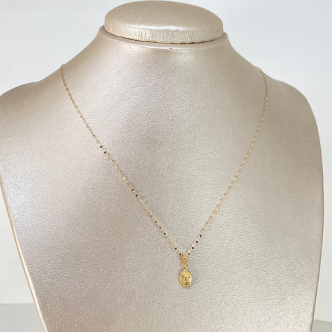 Set Cadena ● Crispeta + Dije San Miguel Arcangel  Oro amarillo 18k 0,63 Gr / 1 mm / 50 Cm