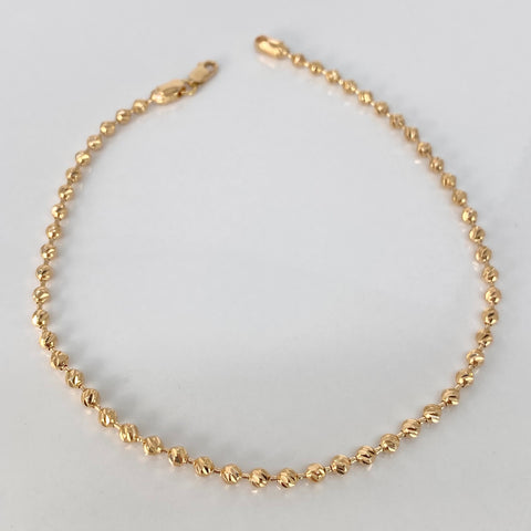 Tobillera Militar Diamantada Oro amarillo 18k 7,18 Gr / 3 mm / 26 Cm *