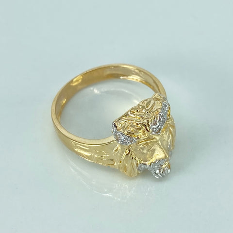 Anillo Rostro Jesus Circones Blancos Oro amarillo y Oro blanco / Talla 10 1/4 / 6,92 Gr