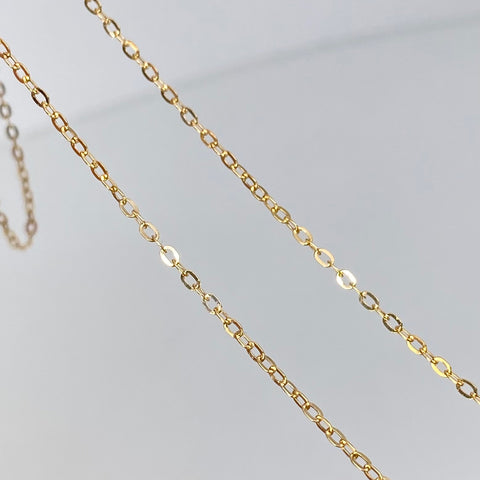 Set Cadena ● Rolon + Dije Corazon Circones Blancos Oro amarillo 18k 1,58 Gr / 1,5 mm / 50 Cm *