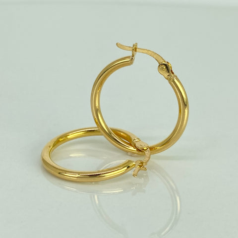 Candongas Lisas Oro amarillo 18k 2 Gr / 2,5 Cm