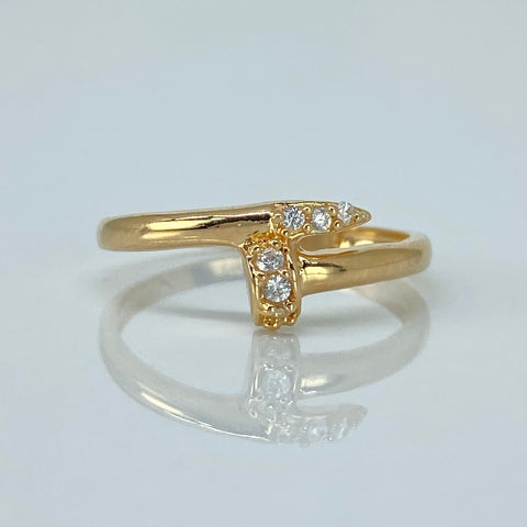Anillo Clavo Circones Blancos Oro amarillo 18k / Talla 7 1/4 / 1,85 Gr