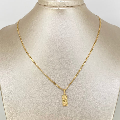 Set Cadena ● Cubana + Dije Dolar Oro amarillo 18k 2,2 Gr / 2 mm / 45 Cm *