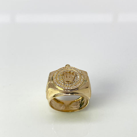 Anillo Corona RX Circones Blancos Oro amarillo 18k / Talla 9 1/4 / 8,45 Gr