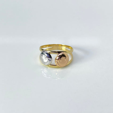 Anillo Carita Feliz Tres oros 18k / Talla 3 1/2 / 1,16 Gr *