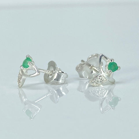 Topos Hojas Esmeraldas 0.17Ct Plata 925 1,0 Gr / 7,5 mm *