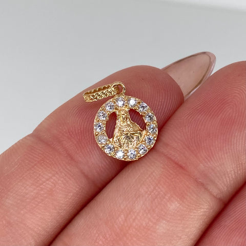 Dije Sagrado Corazon Circones Blancos Oro amarillo 0,91 Gr / 1,6 Cm *