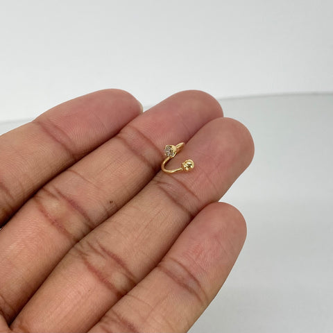 Piercing Aro Curvo Circon Blanco / Oro Amarillo 18k (Joya) / 3mm / 0,5gr / 1.2cm / (Labio) *