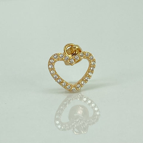 Dije Corazon Circones Blancos Oro amarillo 18k 0,8 Gr / 1,6 Cm †