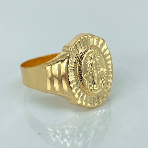 Anillo Sello Virgen Milagrosa Oro amarillo 18k / Talla 11 1/2 / 3,51 Gr *