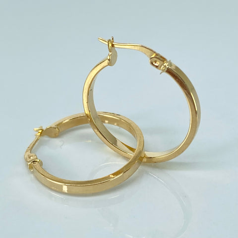 Candongas Redondas Cuadradas Oro amarillo 18k 2 Gr / 2,6 Cm *