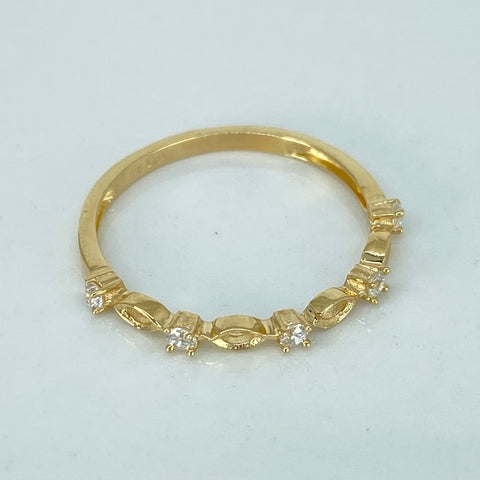Anillo Circulos Circones Blancos Oro amarillo 18k / Talla 7 / 1,12 Gr *