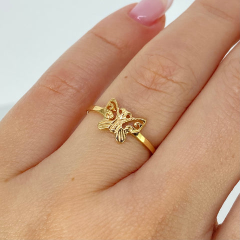 Anillo Mariposa Oro amarillo 18k / Talla 6 1/4 / 1,07 Gr *