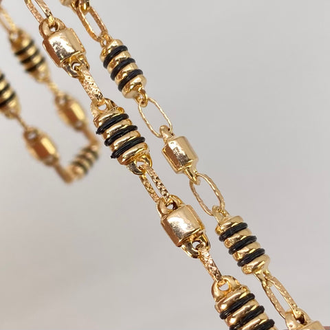 Cadena Rustica Eslabones Cauchos Negros Oro amarillo 14,20 Gr / 4,7 mm / 65 Cm *