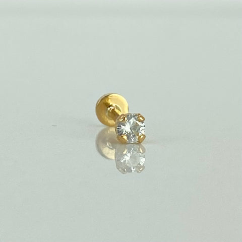 Piercing Circon Blanco / Oro Amarillo 18k (Joya) / 0,34gr / 3,5mm / (Oreja)