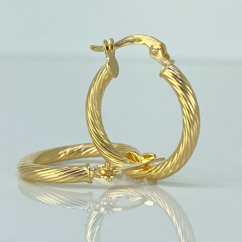 Candongas Entorchadas Oro amarillo 18k 2,1 Gr / 2,2 Cm  *