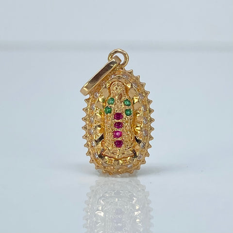 Dije Virgen Guadalupe Circones Blancos Oro amarillo 1,56 Gr / 2,2 Cm *