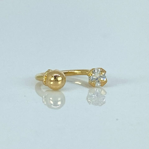 Piercing Aro Circon Blanco / Oro Amarillo 18k (Joya) / 0,4gr / 1.1cm / (Oreja) *