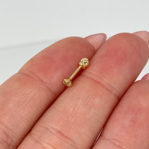 Piercing Circon Blanco / Oro Amarillo 18k (Joya) / 0,25gr / 1.1cm / (Oreja) †