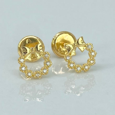 Topos Moño Circones Blancos Oro amarillo 18k 0,75 Gr / 6,3 mm