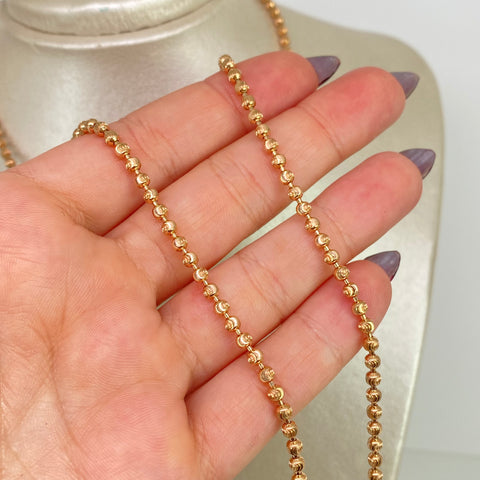 Cadena Militar Diamantado Luna NAC ESP Oro rosa 18k +1 / 18,68 Gr / 3 mm / 60 Cm