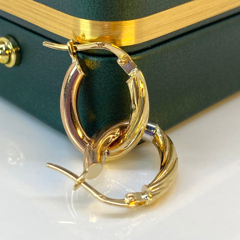 Candongas Ovaladas / Entorchadas / Lisas Tres oros 18k 3,17 Gr / 3 Cm †