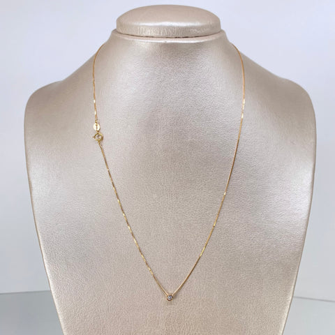 Set Cadena ● Veneciana + Dije Punto De Luz Diamante Oro amarillo 18k 1,25 Gr / 0,5 mm / 45 Cm †