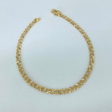 Pulso ● Cubano Monaco Diamantado Oro amarillo 18k +3 / 4 Gr / 3,7 mm / 19,5 Cm *