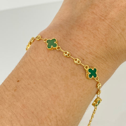 Pulso GC Trebol Verde Oro amarillo 18k 4,30 Gr / 3,3 mm / 20 Cm *