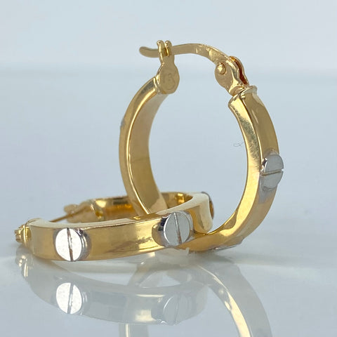 Candongas Tornillos CT Oro amarillo y Oro blanco 18k 2,65 Gr / 2,1 Cm  *