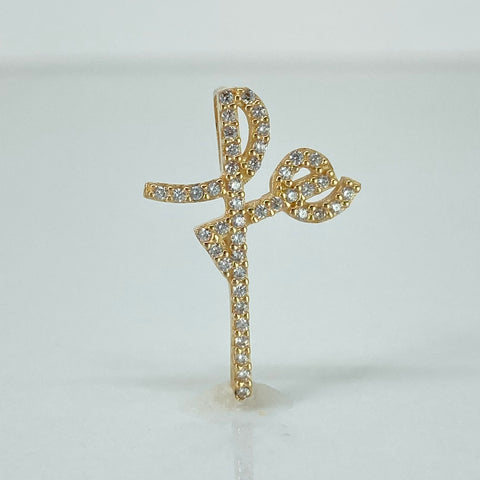 Dije FE Circones Blancos Oro amarillo 18k 1,45 Gr / 2,4 Cm