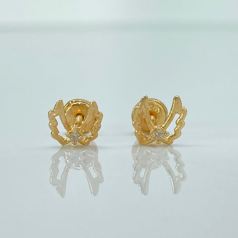 Topos Silueta Alas Circon Blanco Oro amarillo 18k 0,88 Gr / 6,6 mm