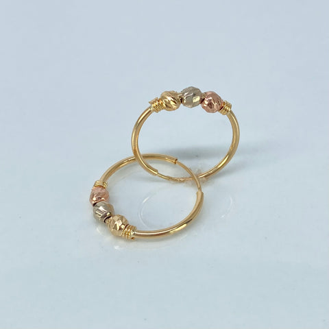 Candongas Imperdibles Bolas Diamantadas 3mm Oro amarillo 1,1 Gr / 1,6 Cm †