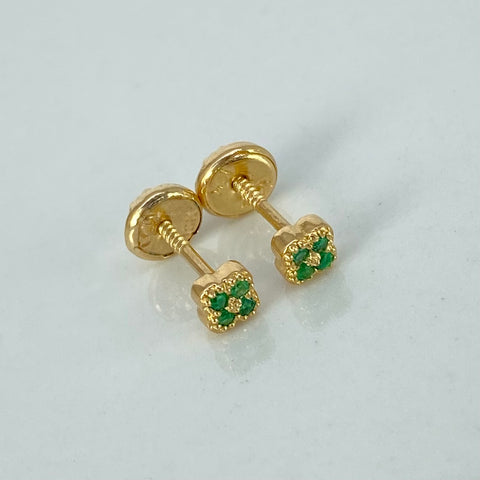 Topos Trebol Esmeraldas 6PTS Oro amarillo 0,9 Gr / 3,8 mm *